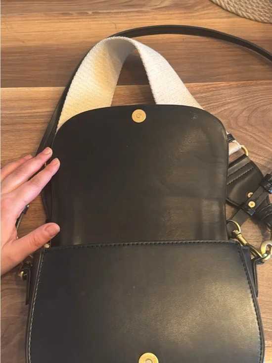 Zara Black bah Crossbody with Cream Canvas Strap - Picture 2 of 4